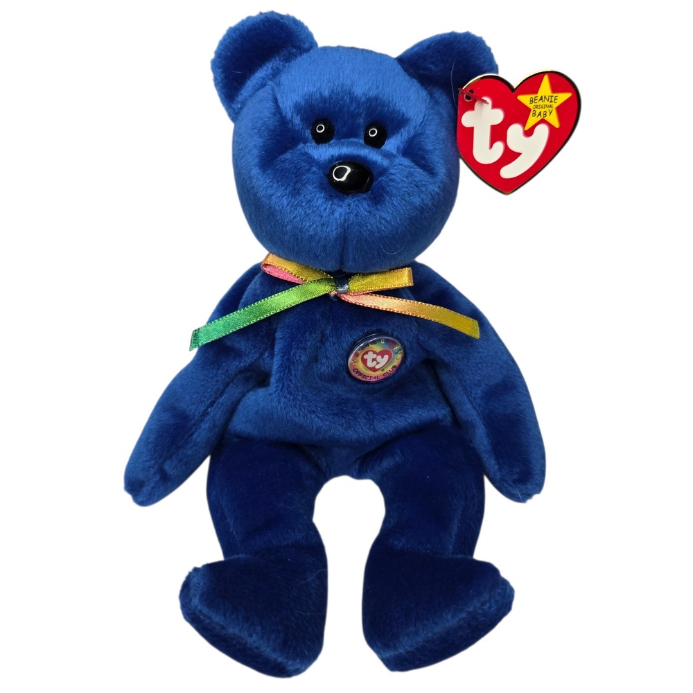 Ty Beanie‎ Babies Clubby Teddy Bear Vintage Retro 1998 Blue 6" NWT